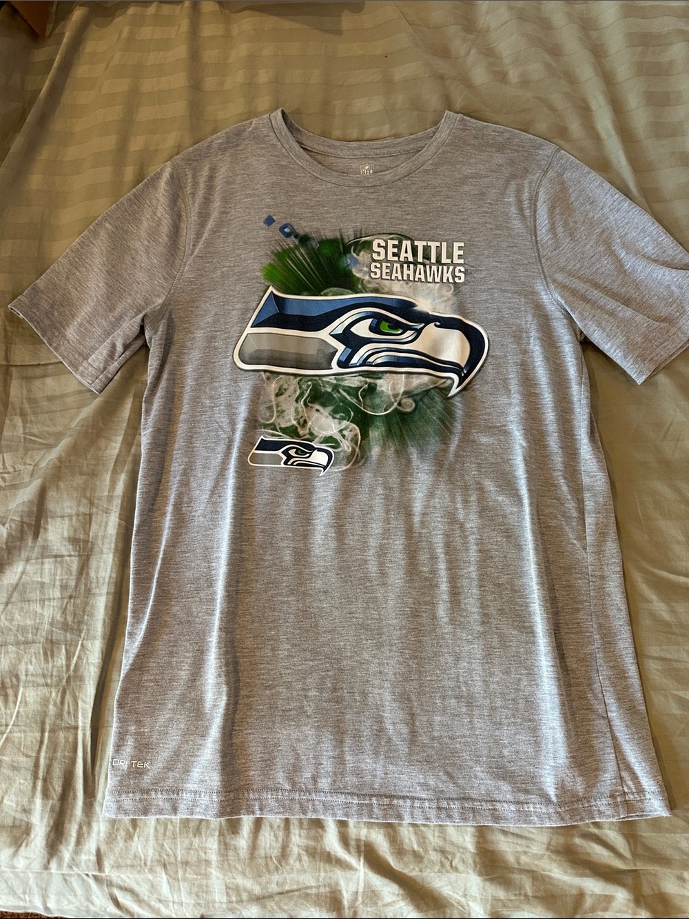 NFL Seattle Seahawks Gray Tee with Navy & Green Logo
